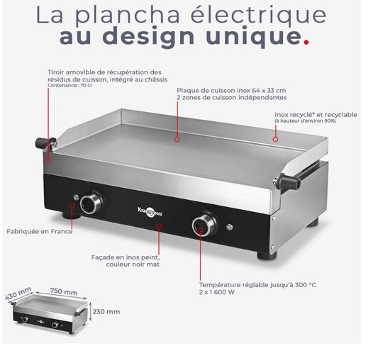 Plancha Krampouz - Série Noire Électrique