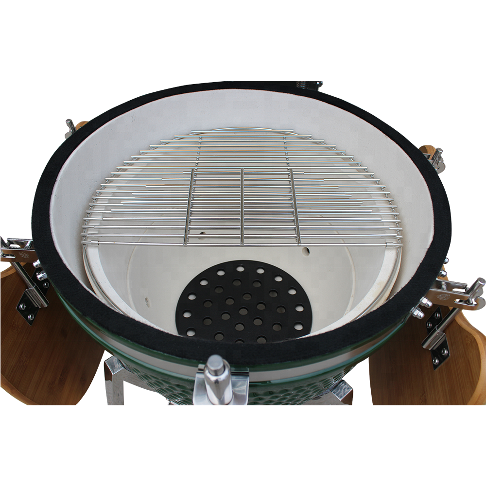Barbecue Kamado vert Natural Kitchen Ø 52 cm en céramique haute densité avec gravure personnalisée.