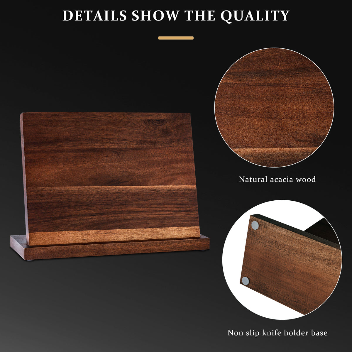 Support de couteau magnétique en bois d'acacia naturel