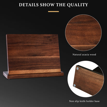 Support de couteau magnétique en bois d'acacia naturel