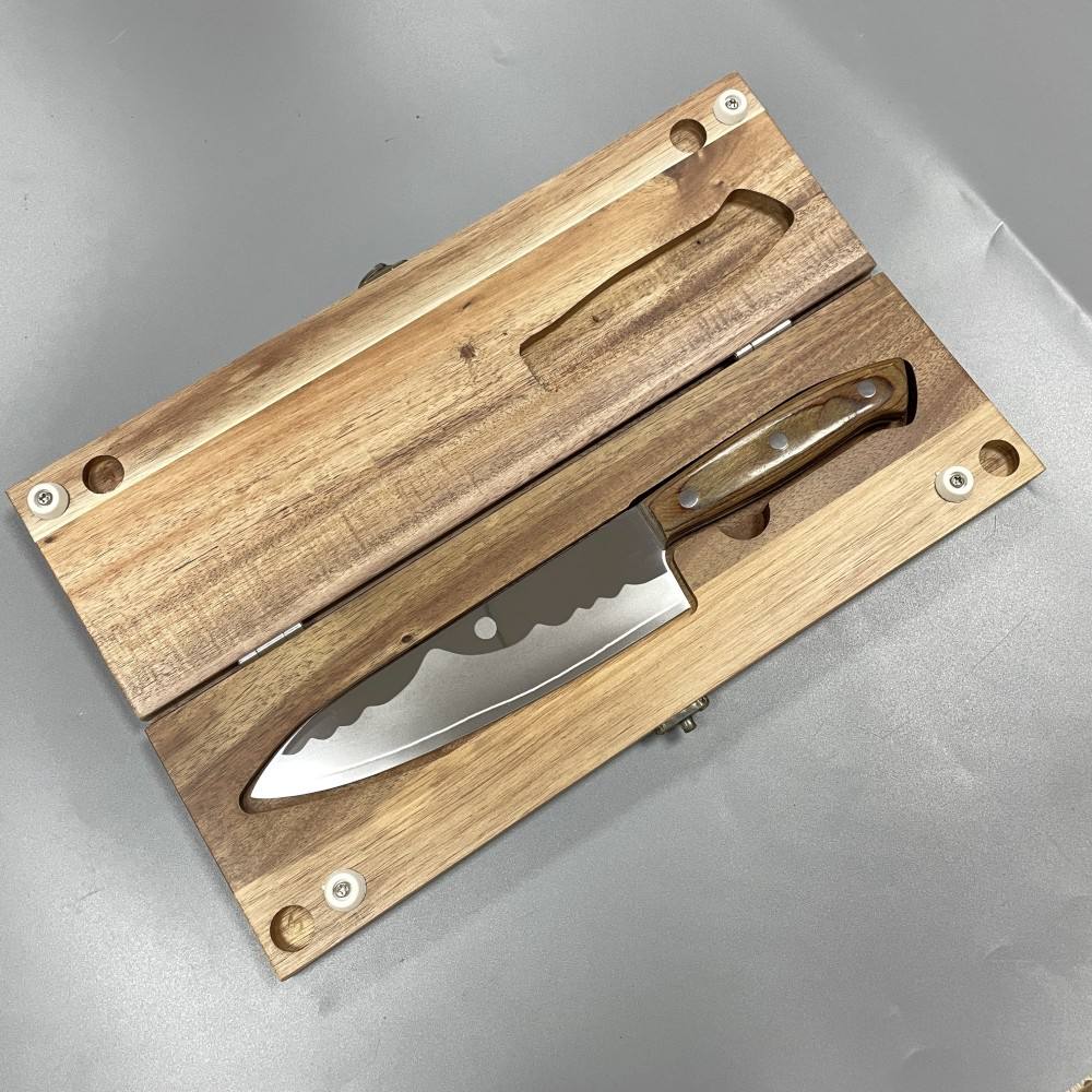 Set Tout-en-Un : Couteau de Chef Natural  Kitchen et  Planche Intégrée (Gravure et livraison offerte)