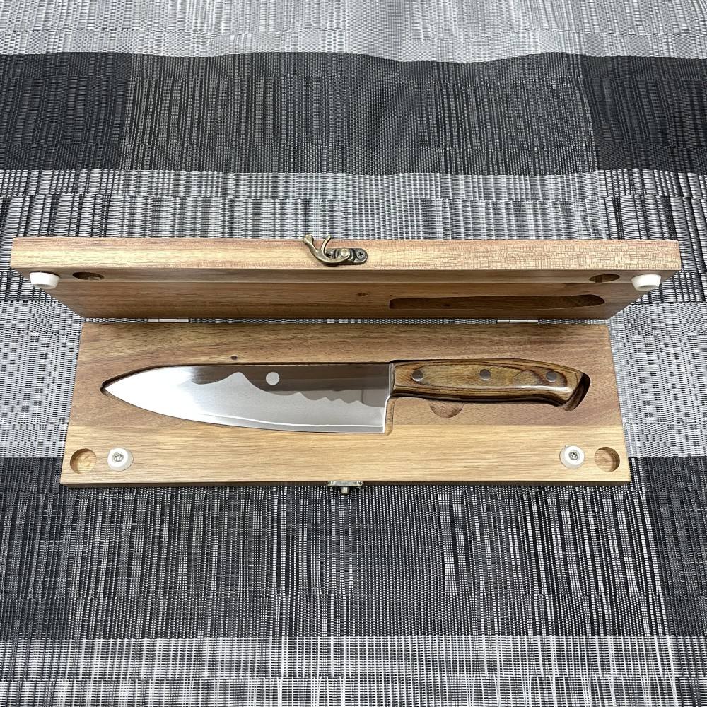 Set Tout-en-Un : Couteau de Chef Natural  Kitchen et  Planche Intégrée (Gravure et livraison offerte)