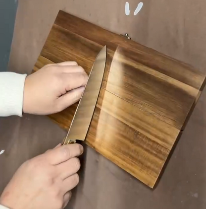 Set Tout-en-Un : Couteau de Chef Natural  Kitchen et  Planche Intégrée (Gravure et livraison offerte)