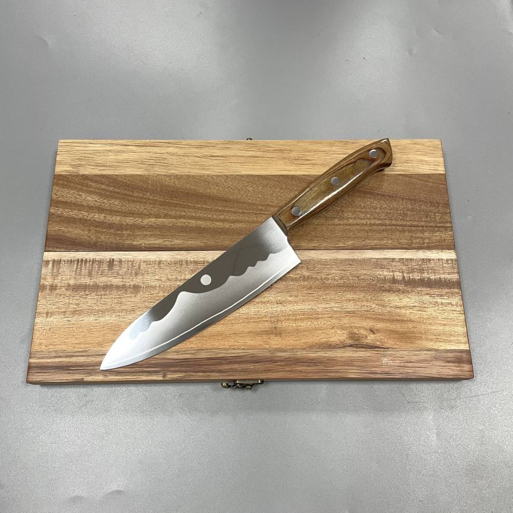 Set Tout-en-Un : Couteau de Chef Natural  Kitchen et  Planche Intégrée (Gravure et livraison offerte)