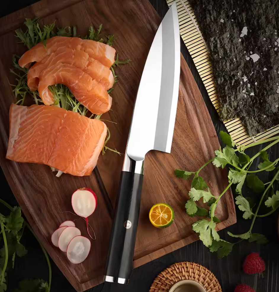 Couteau  Deba Inox/Carbone longévite et tranchant   8 pouces - livraison offerte