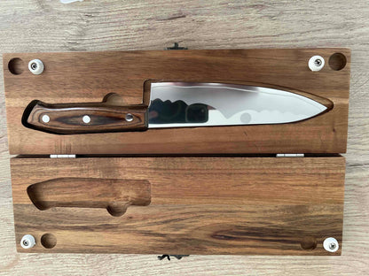 Set Tout-en-Un : Couteau de Chef Natural  Kitchen et  Planche Intégrée (Gravure et livraison offerte)