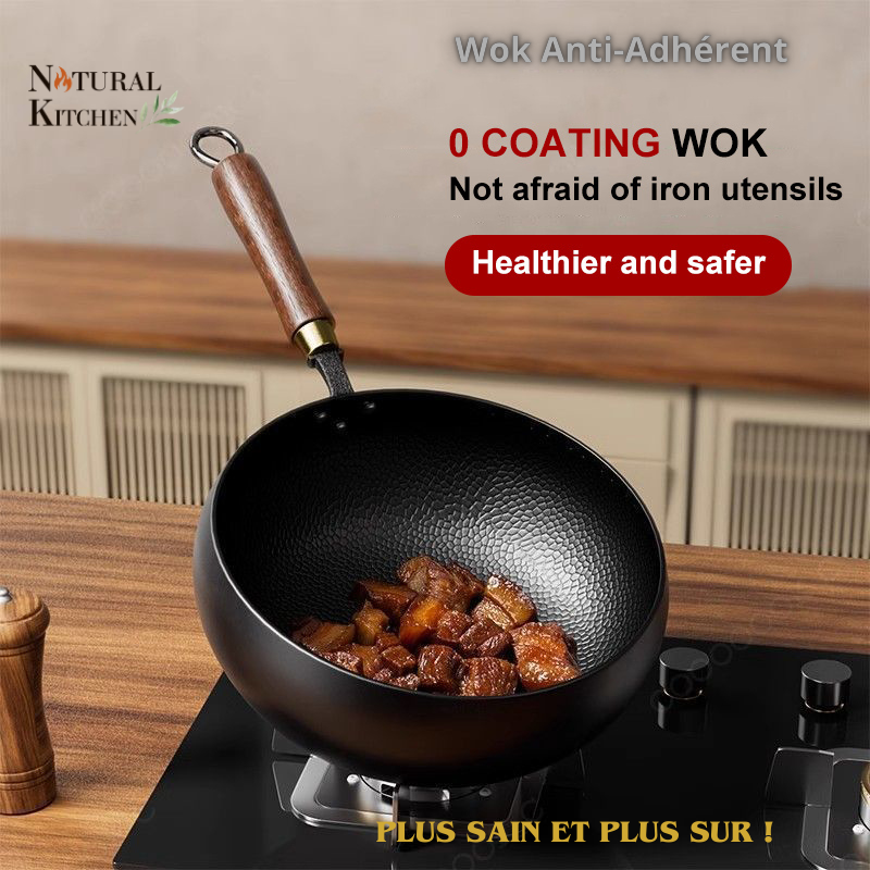 Véritable Wok traditionnel japonais - Poèle en  Fonte  - Spécial Induction & Tous Feux - livraison offerte