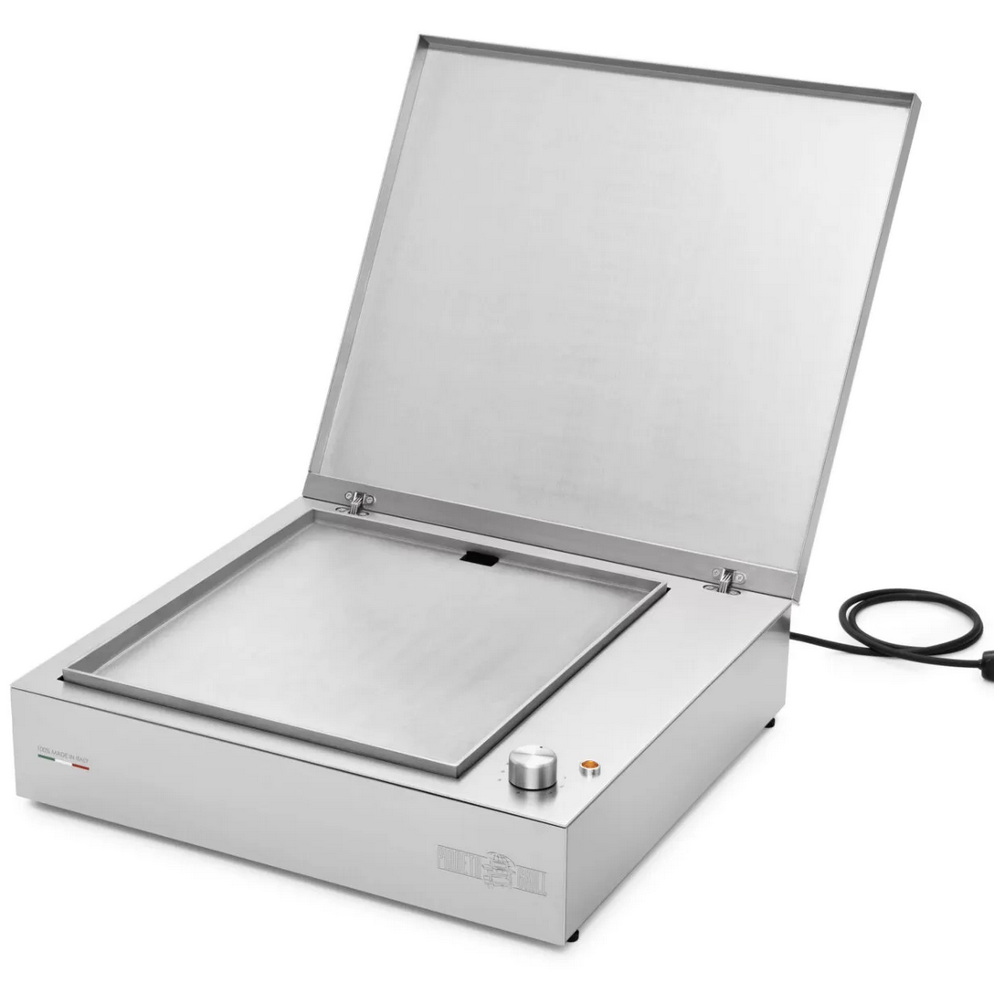 BBQ électrique Planetagrill Electric Free Moon en inox avec couvercle intégré – 2.4 kW de puissance.