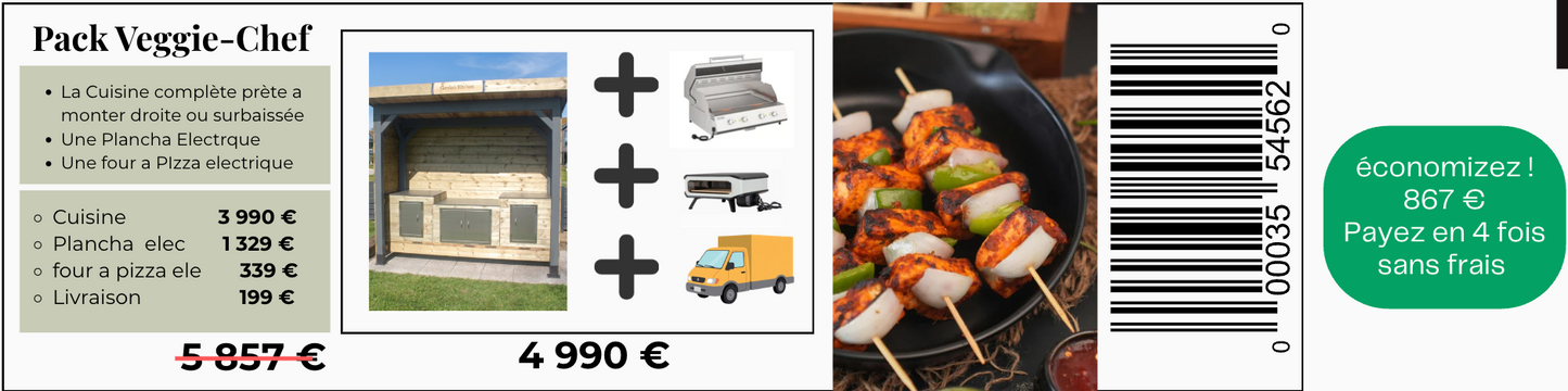KIT VEGGIE - CHEF   !  CUISINE + PLANCHA ELECTRIQUE+ FOUR A PIZZA