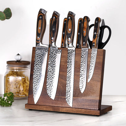 Support de couteau magnétique en bois d'acacia naturel