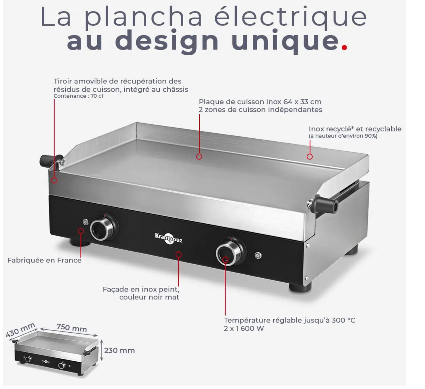 Plancha Krampouz - Série Noire Électrique