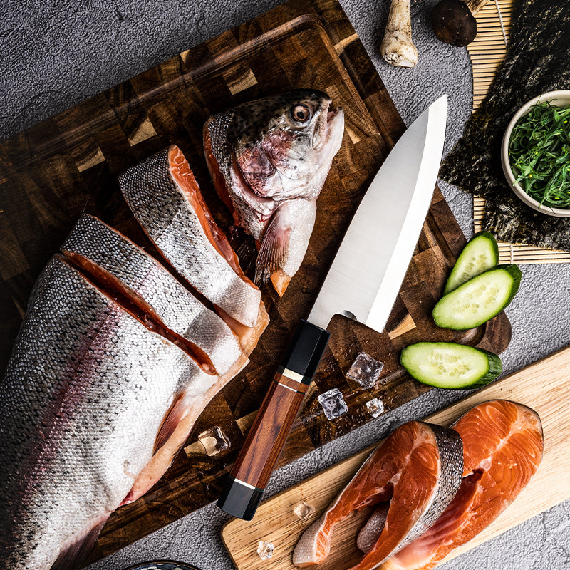 Couteau  Sashimi Deba Premium le must ! manche en corne de Buffle  - livraison offerte