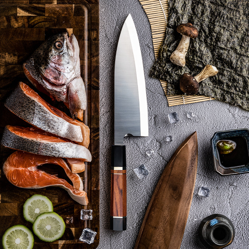 Couteau  Sashimi Deba Premium le must ! manche en corne de Buffle  - livraison offerte