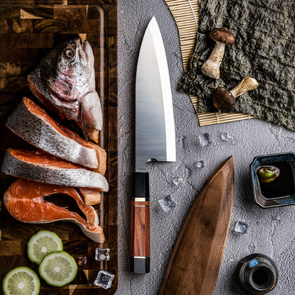 Couteau  Sashimi Deba Premium le must ! manche en corne de Buffle  - livraison offerte