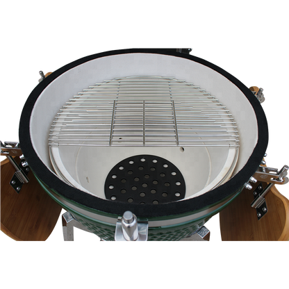 Barbecue Kamado vert Natural Kitchen Ø 52 cm en céramique haute densité avec gravure personnalisée.